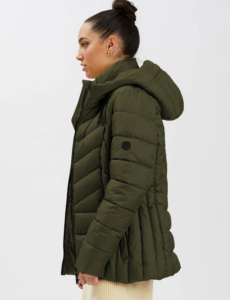 High Collar Hooded Mid-Weight Puffer Jacket by Point Zero