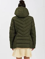 High Collar Hooded Mid-Weight Puffer Jacket by Point Zero