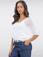Stylish Crochet Knit Top 3/4 Dolman Sleeves With Scoop Neck by Froccella