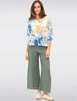 Exquisite Crochet Floral 3/4 Dolman Sleeve Top with Round Neckline by Froccella