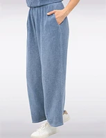 Relaxed Fit Wide-Leg Cotton-Linen Pants with Stretch Waistband by Froccella