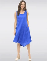 Sleek Sleeveless Linen-Blend Maxi Dress with Flared Asymmetrical Hem by Froccell