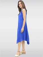 Sleek Sleeveless Linen-Blend Maxi Dress with Flared Asymmetrical Hem by Froccell