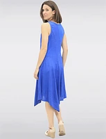 Sleek Sleeveless Linen-Blend Maxi Dress with Flared Asymmetrical Hem by Froccell