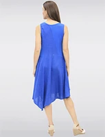 Sleek Sleeveless Linen-Blend Maxi Dress with Flared Asymmetrical Hem by Froccell