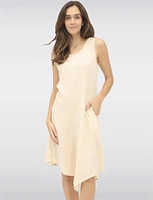 Sleek Sleeveless Linen-Blend Maxi Dress with Flared Asymmetrical Hem by Froccell