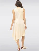 Sleek Sleeveless Linen-Blend Maxi Dress with Flared Asymmetrical Hem by Froccell
