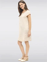 Lightweight Linen Midi Dress with Cap Sleeves & Convenient Pockets by Froccella