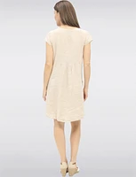 Lightweight Linen Midi Dress with Cap Sleeves & Convenient Pockets by Froccella