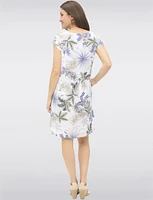 Lightweight Elegant Linen-Blend Floral Printed Midi Dress by Froccella