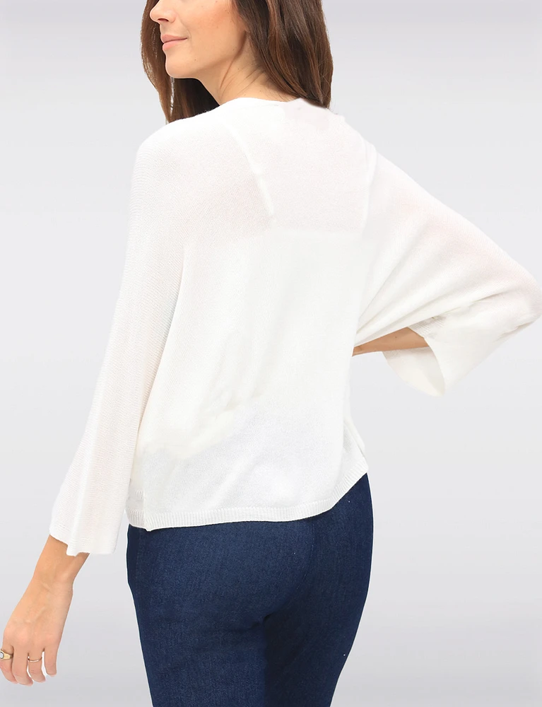 Lightweight Soft Solid V-Neck Button-Front Dolman Sleeve Top by Froccella