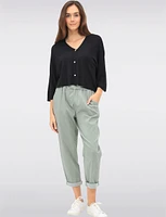 Lightweight Soft Solid V-Neck Button-Front Dolman Sleeve Top by Froccella
