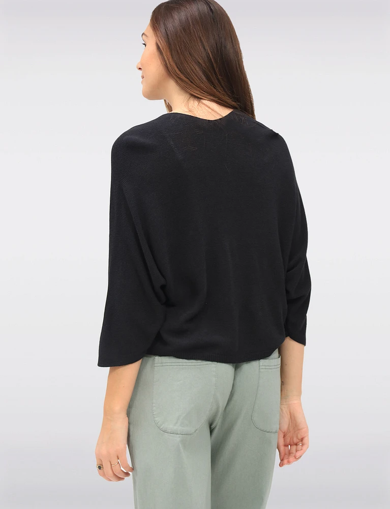 Lightweight Soft Solid V-Neck Button-Front Dolman Sleeve Top by Froccella