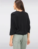 Lightweight Soft Solid V-Neck Button-Front Dolman Sleeve Top by Froccella