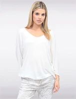 Elegant V-Neck 3/4 Dolman Sleeve Soft Knit Top by Froccella
