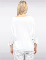 Elegant V-Neck 3/4 Dolman Sleeve Soft Knit Top by Froccella