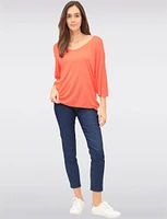 Elegant V-Neck 3/4 Dolman Sleeve Soft Knit Top by Froccella