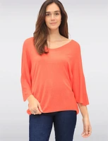 Elegant V-Neck 3/4 Dolman Sleeve Soft Knit Top by Froccella