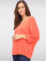 Elegant V-Neck 3/4 Dolman Sleeve Soft Knit Top by Froccella