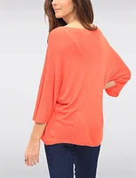 Elegant V-Neck 3/4 Dolman Sleeve Soft Knit Top by Froccella
