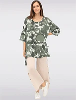 Cotton-Linen Lined Wide-Leg Pants with Button Accents and Pockets by Froccella