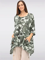 Printed Relaxed-Fit Linen-Blend Tunic with Button-Detail Pockets by Froccella