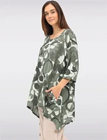 Printed Relaxed-Fit Linen-Blend Tunic with Button-Detail Pockets by Froccella