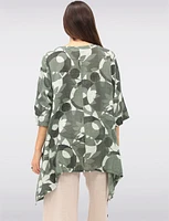 Printed Relaxed-Fit Linen-Blend Tunic with Button-Detail Pockets by Froccella