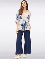 Lightweight Floral Print Cotton Short Sleeve Loose Fit Top by Froccella