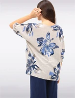 Lightweight Floral Print Cotton Short Sleeve Loose Fit Top by Froccella