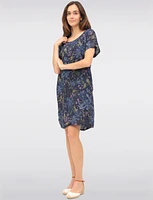 Breathable Floral Linen Dress with Back Knit Details & Pockets by Froccella