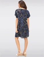 Breathable Floral Linen Dress with Back Knit Details & Pockets by Froccella