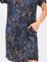 Breathable Floral Linen Dress with Back Knit Details & Pockets by Froccella