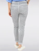 Slim Fit Crinkled Adjustable Waistband Pants with Foil Cuff Accents by Froccella