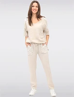 Lightweight Linen Pants with Sequin Pockets & Drawstring Waistband by Froccella