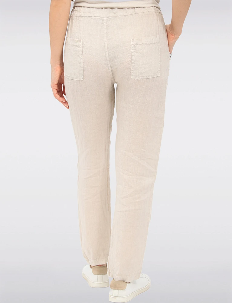 Lightweight Linen Pants with Sequin Pockets & Drawstring Waistband by Froccella