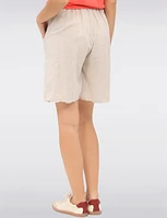 Elegant Cotton Pull-On Bermuda Shorts with Elastic Waist & Pockets by Froccella