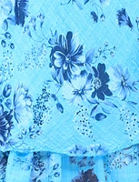 Two-Tiered Short Sleeve Elegant Floral Print V-neck Crinkled Dress By Froccella