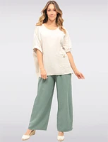 Loose Fit Textured Cotton Short Sleeve Tunic with Front Pockets by Froccella