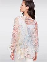 Loose Fit Tropical Print Drop Shoulder V-Neck Crochet Top by Charlie B