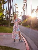 Dolman Sleeve Maxi Dress with Smocked Elastic Waist & Side Slits by CharlieB