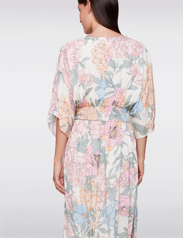 Dolman Sleeve Maxi Dress with Smocked Elastic Waist & Side Slits by CharlieB