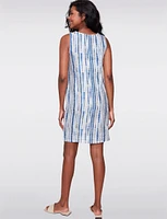 Chic Linen Blend Sleeveless Dress with Striped Tie-Dye & Front Slit by Charlie B