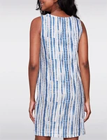 Chic Linen Blend Sleeveless Dress with Striped Tie-Dye & Front Slit by Charlie B