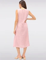 Elegant Solid Linen Sleeveless Dress with V-Neck and Side Tie by Froccella