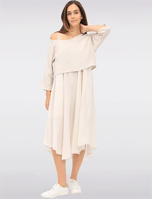 Versatile Two-Piece Cotton Lined Dress Set with Rounded Hemline by Froccella