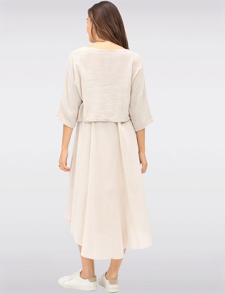 Versatile Two-Piece Cotton Lined Dress Set with Rounded Hemline by Froccella