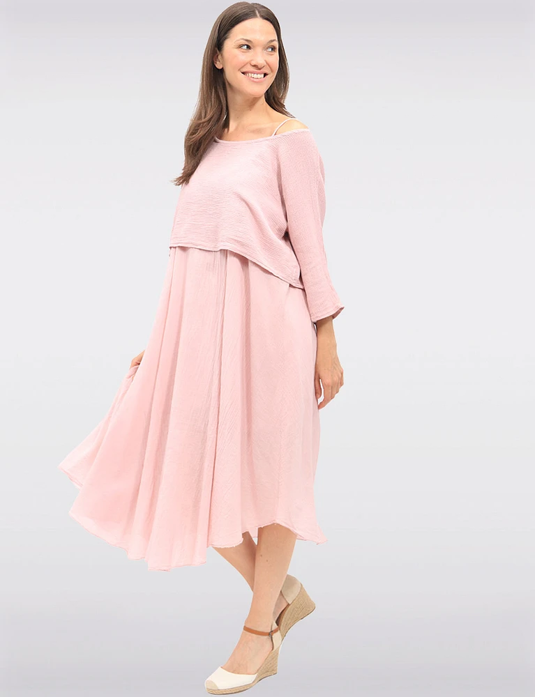 Versatile Two-Piece Cotton Lined Dress Set with Rounded Hemline by Froccella