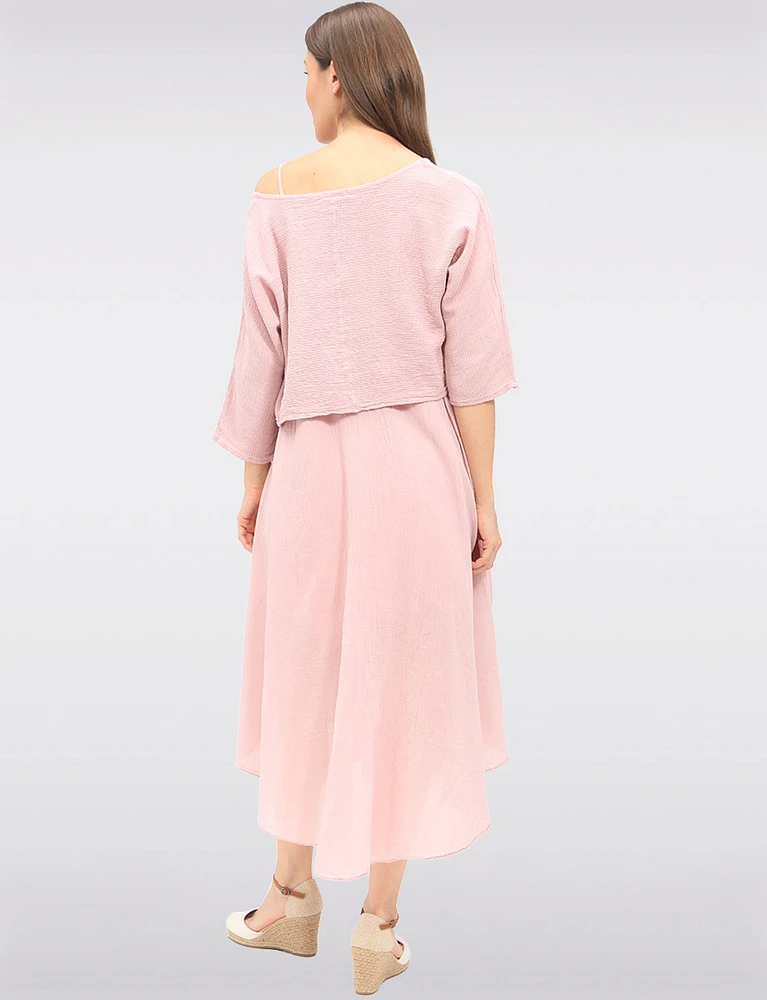 Versatile Two-Piece Cotton Lined Dress Set with Rounded Hemline by Froccella