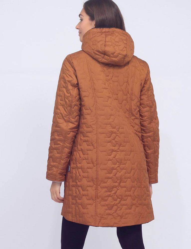 Recycled Fabric Reversible Water-resistant and Quilted Hooded Jacket by Frandsen